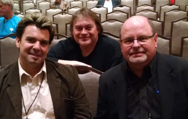 Best-selling authors M. William Phelps, left, and John Gilstrap, right, and someday best-selling author G. Robert Frazier, center, seen at the 2015 Killer Nashville writers's conference.